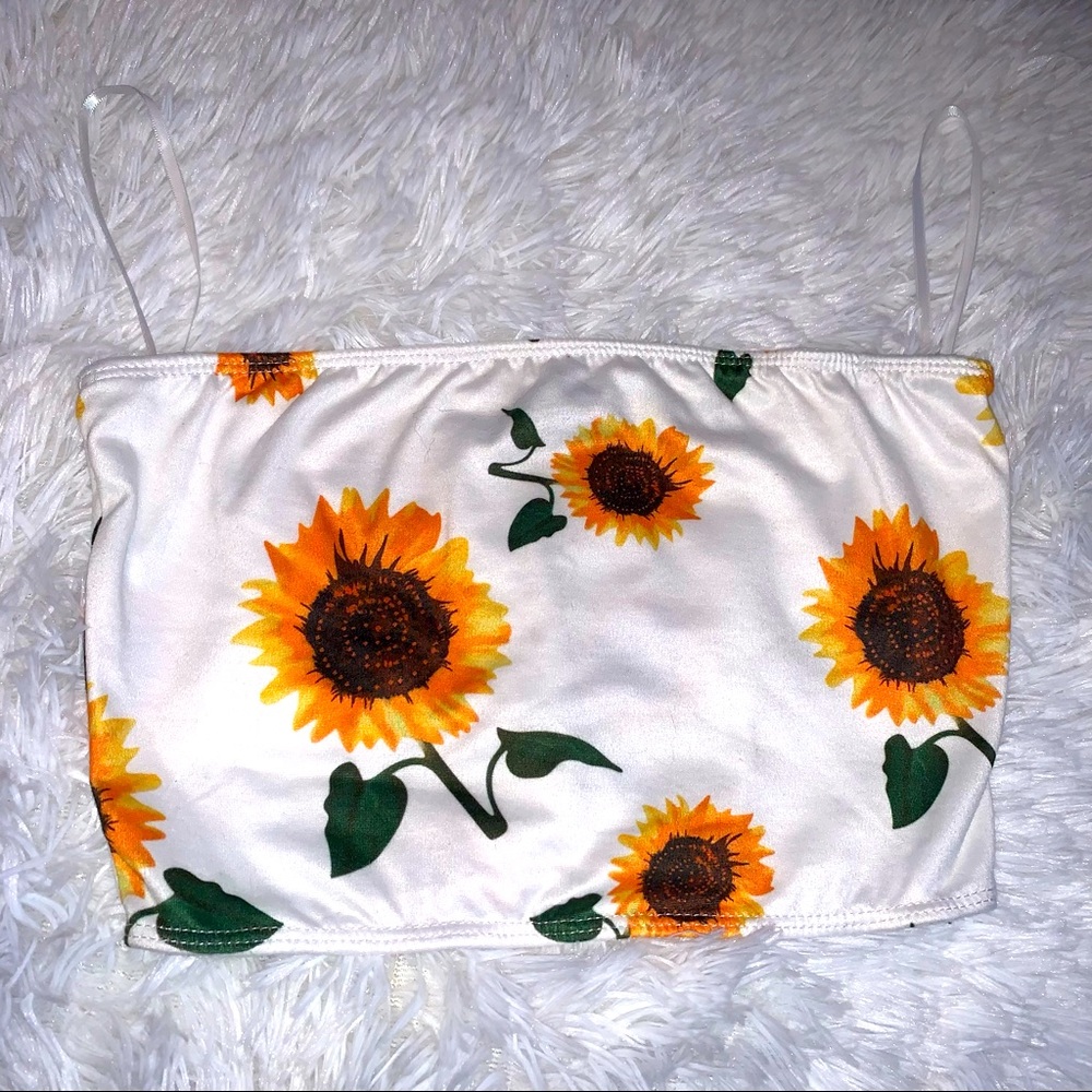 Shein Sunflower Print Bandeau Top